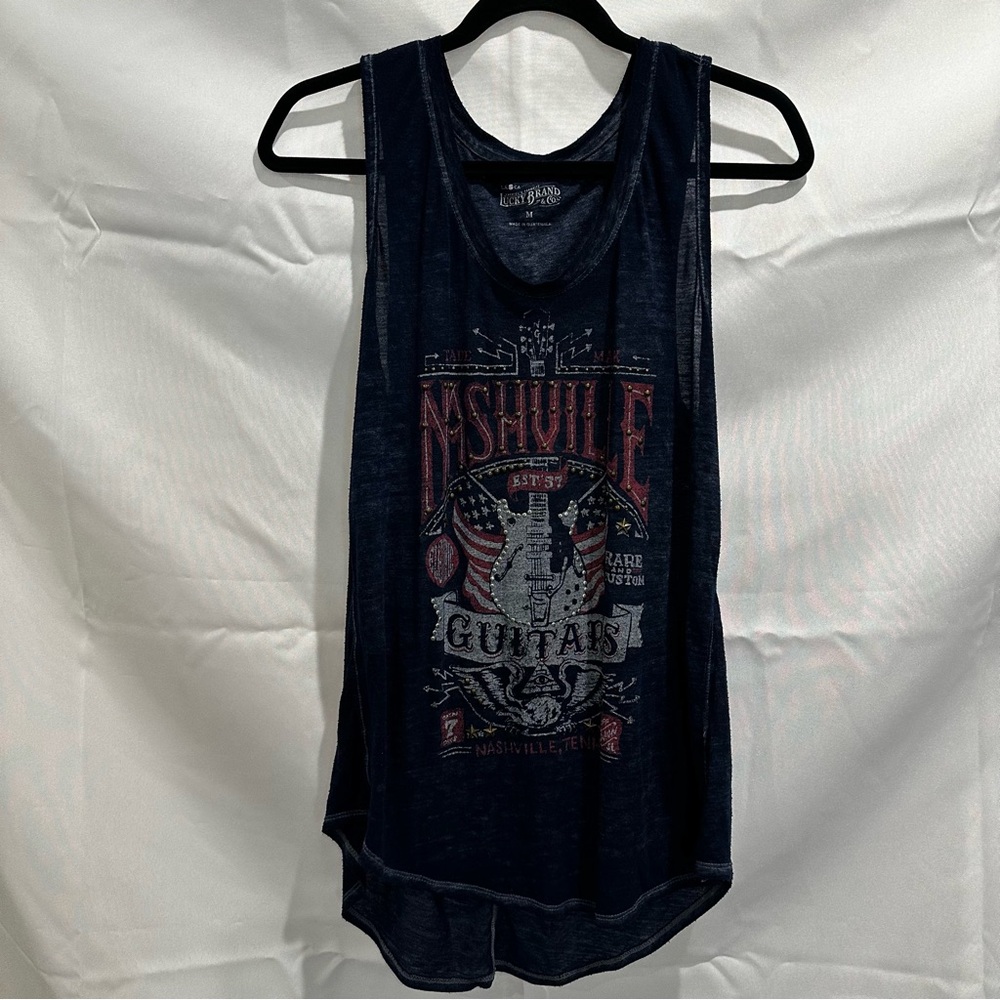 Lucky Brand Women’s Medium Nashville Guitars Graphic Tank Top